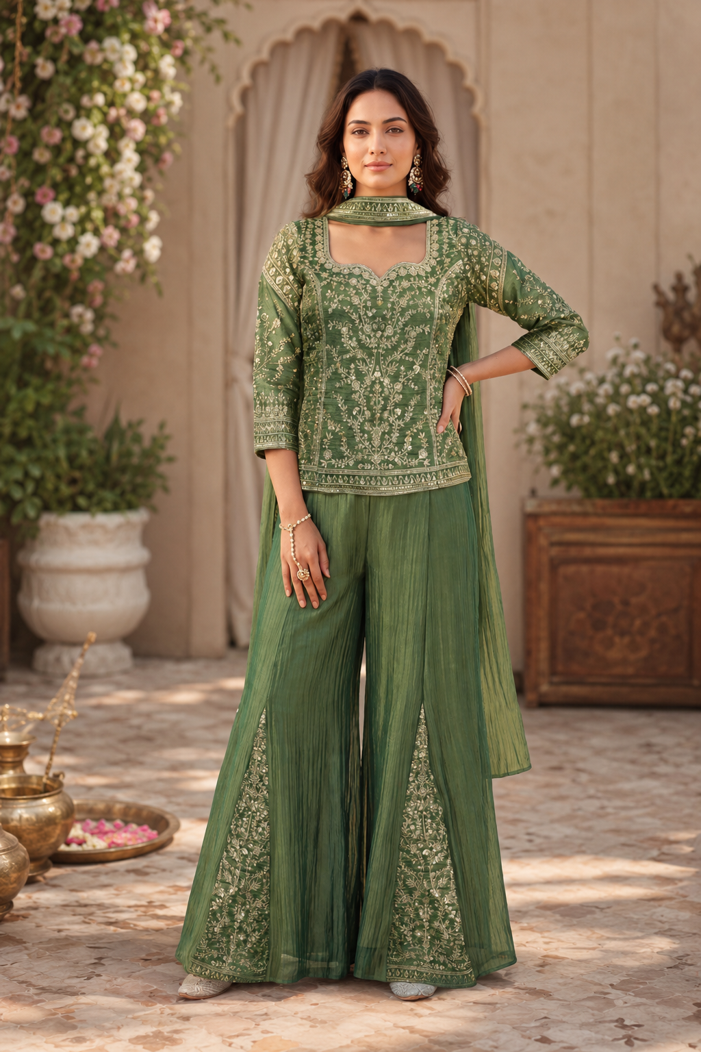 Olive Luxe Palazzo Set