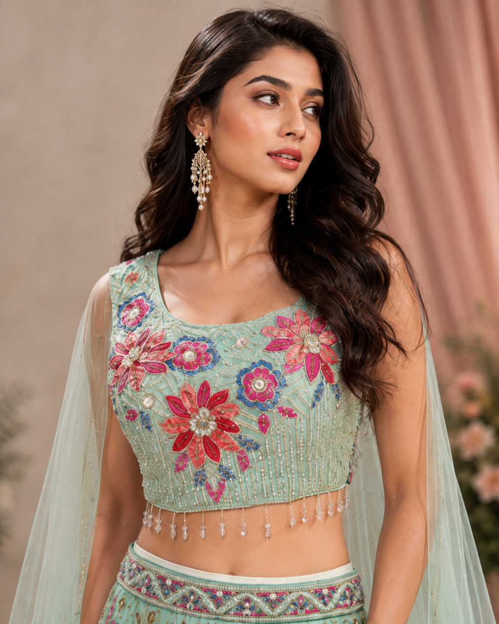 Aqua Bloom Lehenga Set
