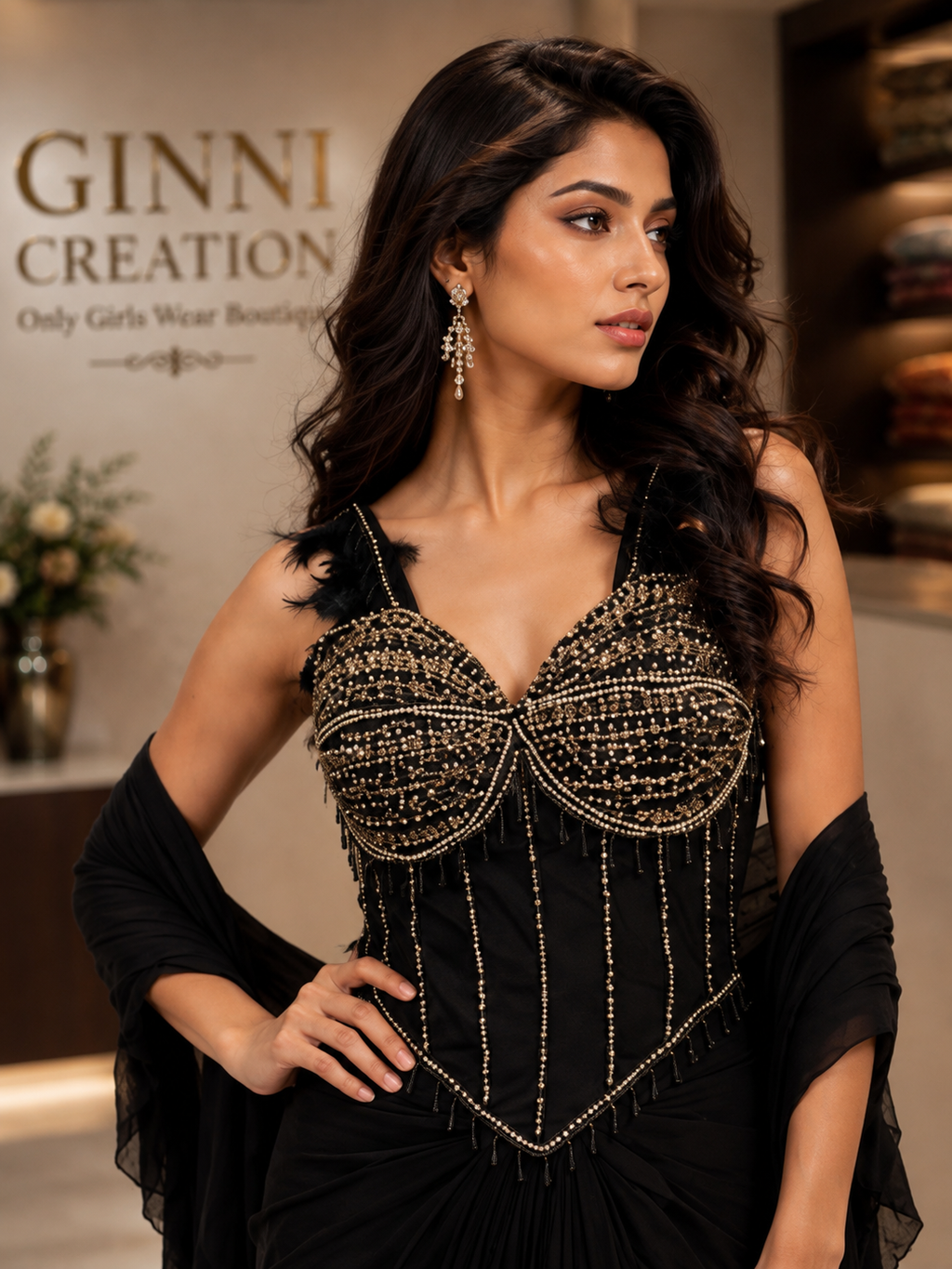 Midnight Noir Drape Saree