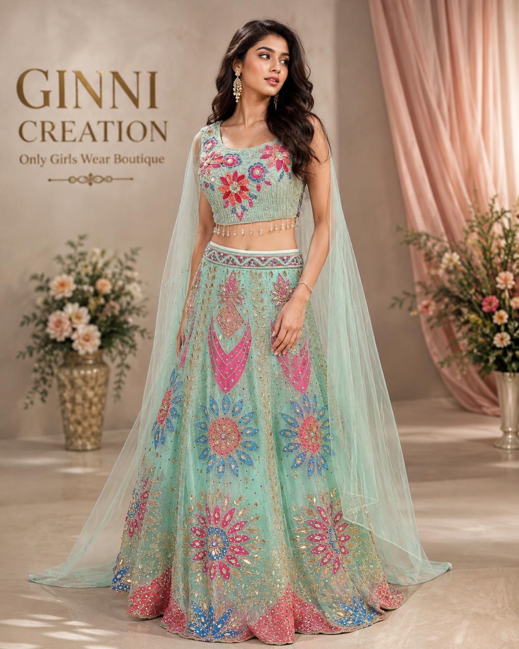 Aqua Bloom Lehenga Set